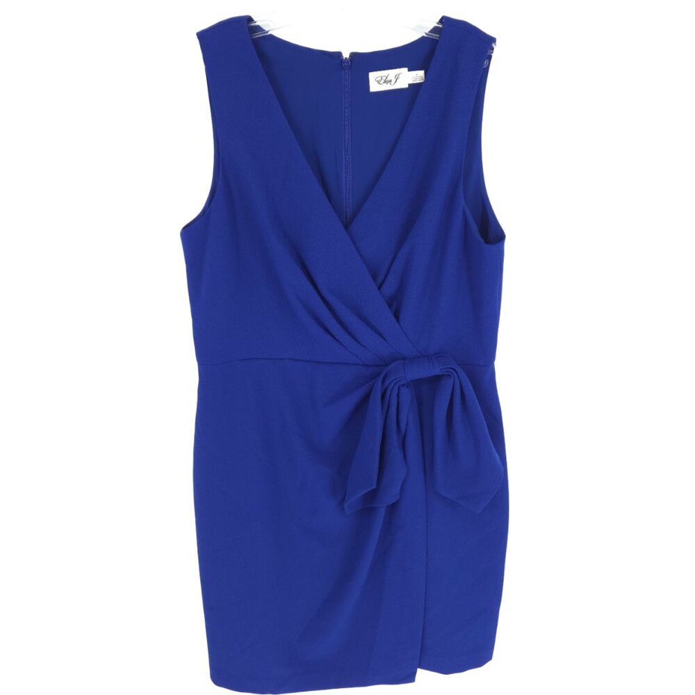 Eliza J Dress Faux Wrap Bow Front Royal Blue Wedding Guest Quiet Luxury Plus 16